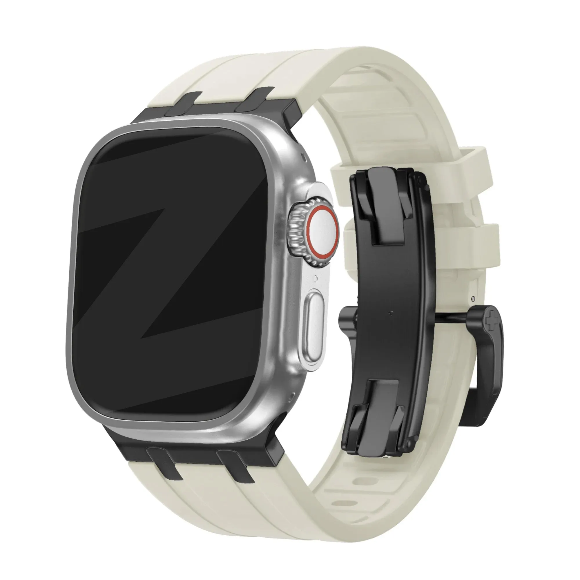 Affordable Luxury Bandz Apple Watch Silicone Strap 'Luxe Liquid' (Beige With Black)  Almost Sold Out!