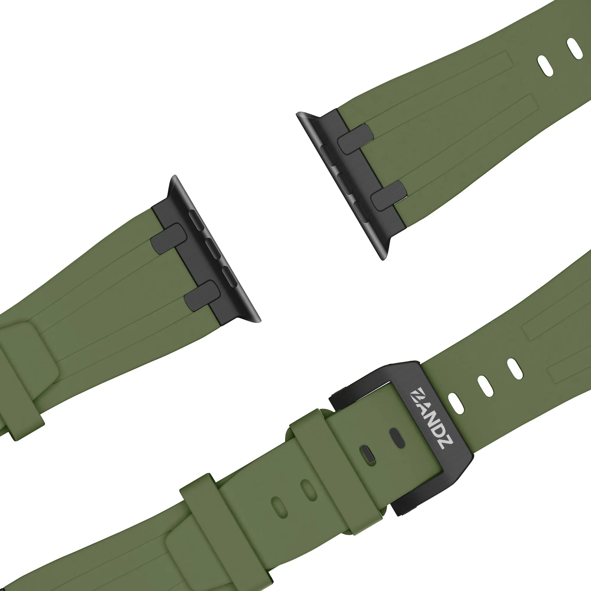 Affordable Luxury Bandz Apple Watch Silicone Strap 'Luxe Liquid' (Green With Black)  Stylish & Comfortable