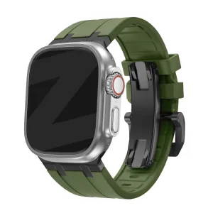 Affordable Luxury Bandz Apple Watch Silicone Strap 'Luxe Liquid' (Green With Black)  Stylish & Comfortable
