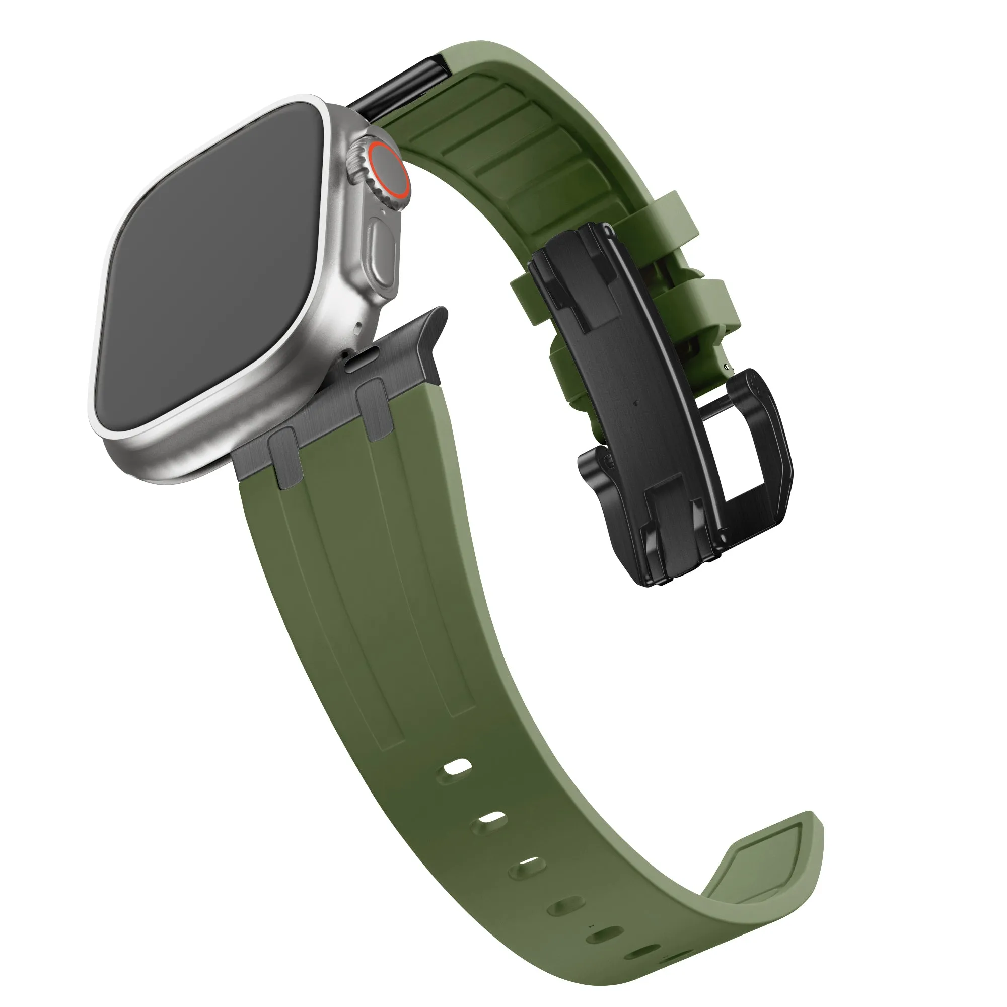 Affordable Luxury Bandz Apple Watch Silicone Strap 'Luxe Liquid' (Green With Black)  Stylish & Comfortable