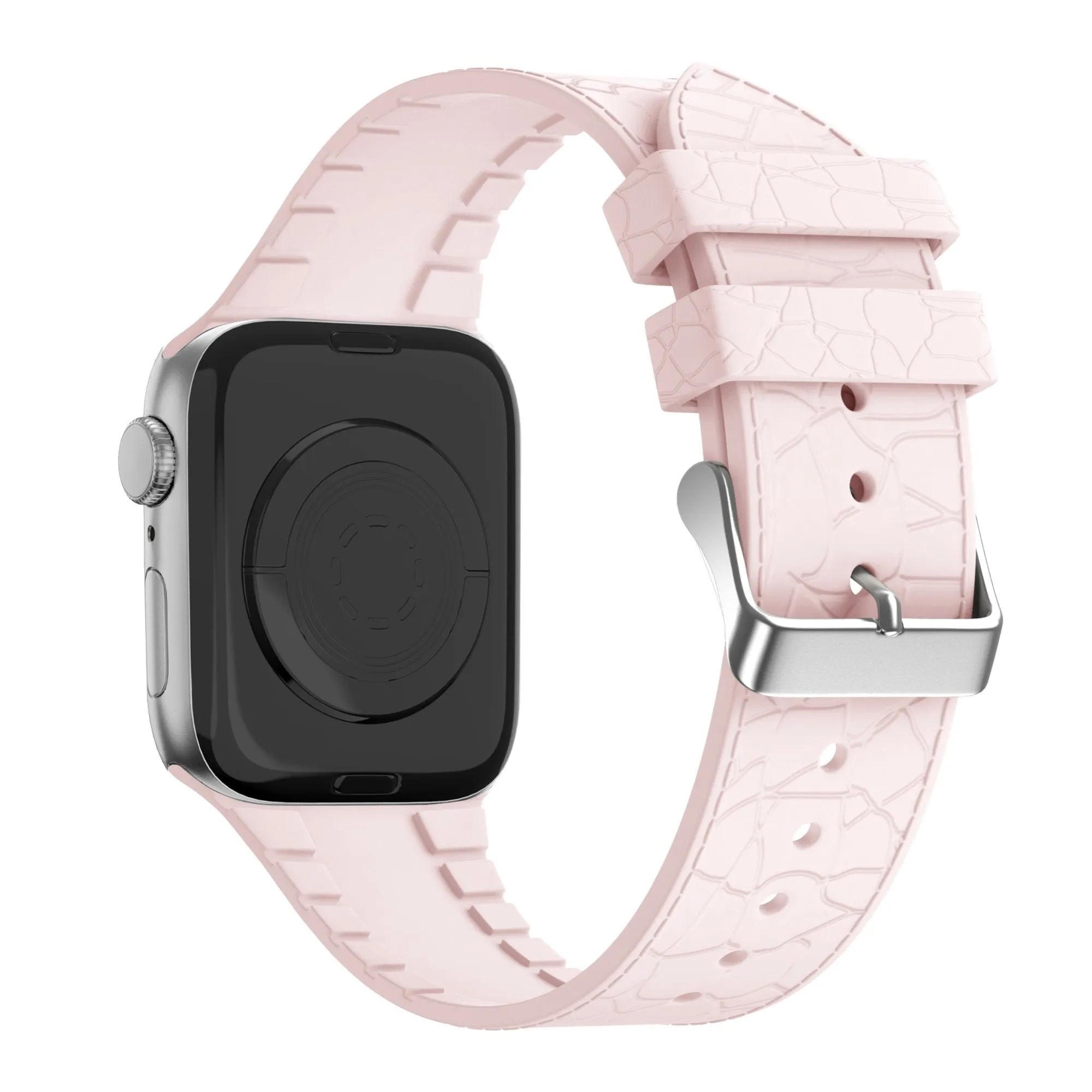 Affordable Luxury Bandz Apple Watch Silicone Strap With Leather Pattern (Pink)  Last Few Pieces!
