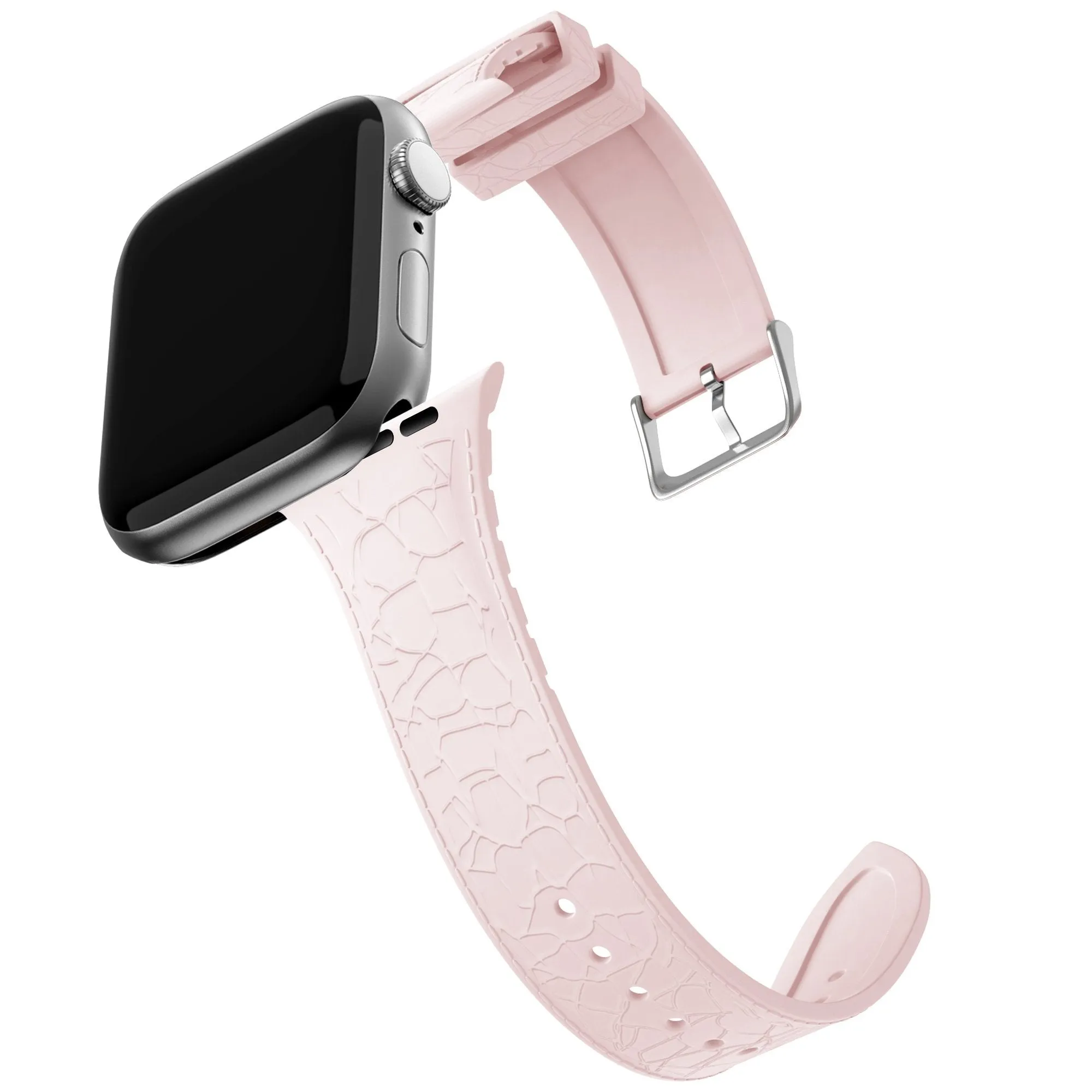 Affordable Luxury Bandz Apple Watch Silicone Strap With Leather Pattern (Pink)  Last Few Pieces!