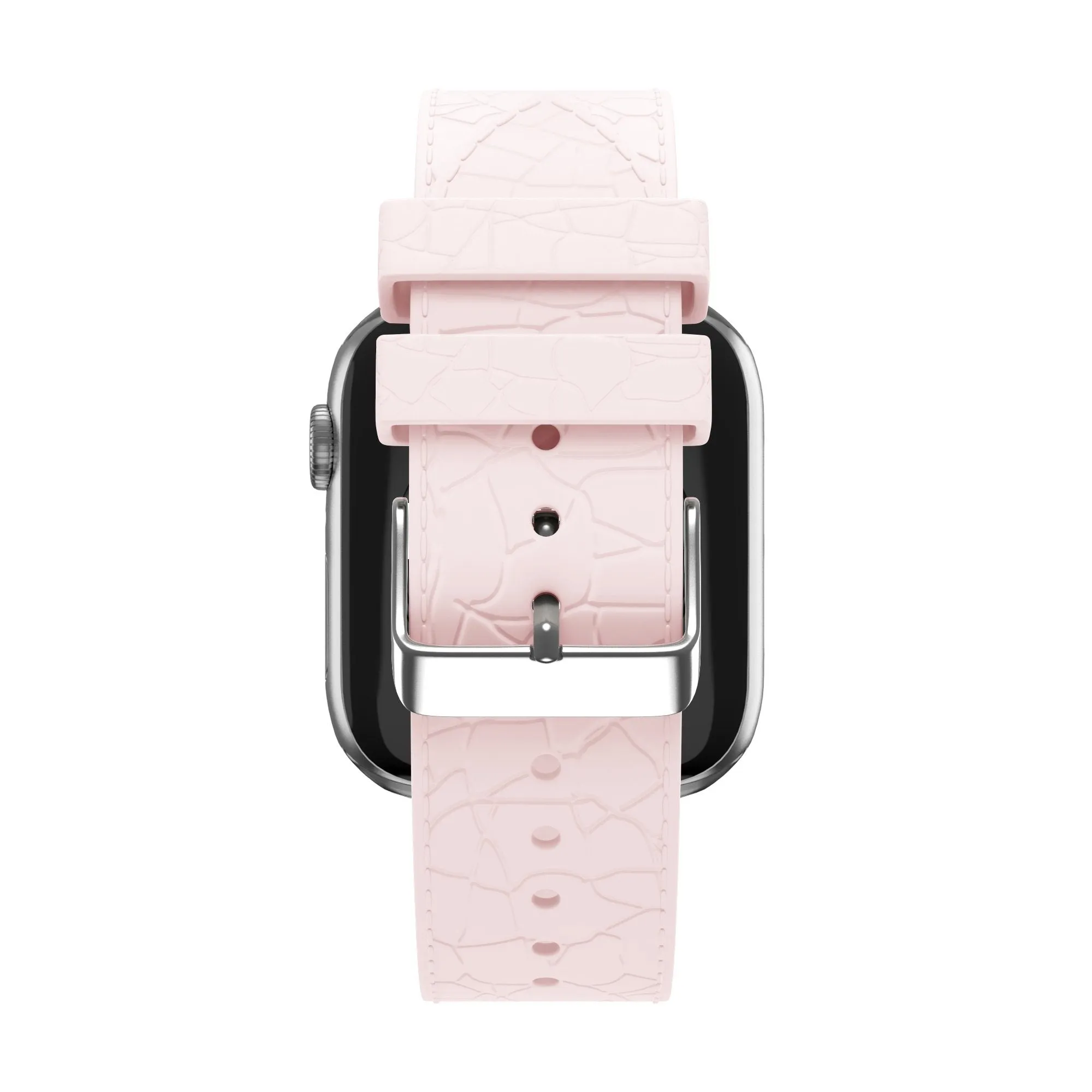 Affordable Luxury Bandz Apple Watch Silicone Strap With Leather Pattern (Pink)  Last Few Pieces!