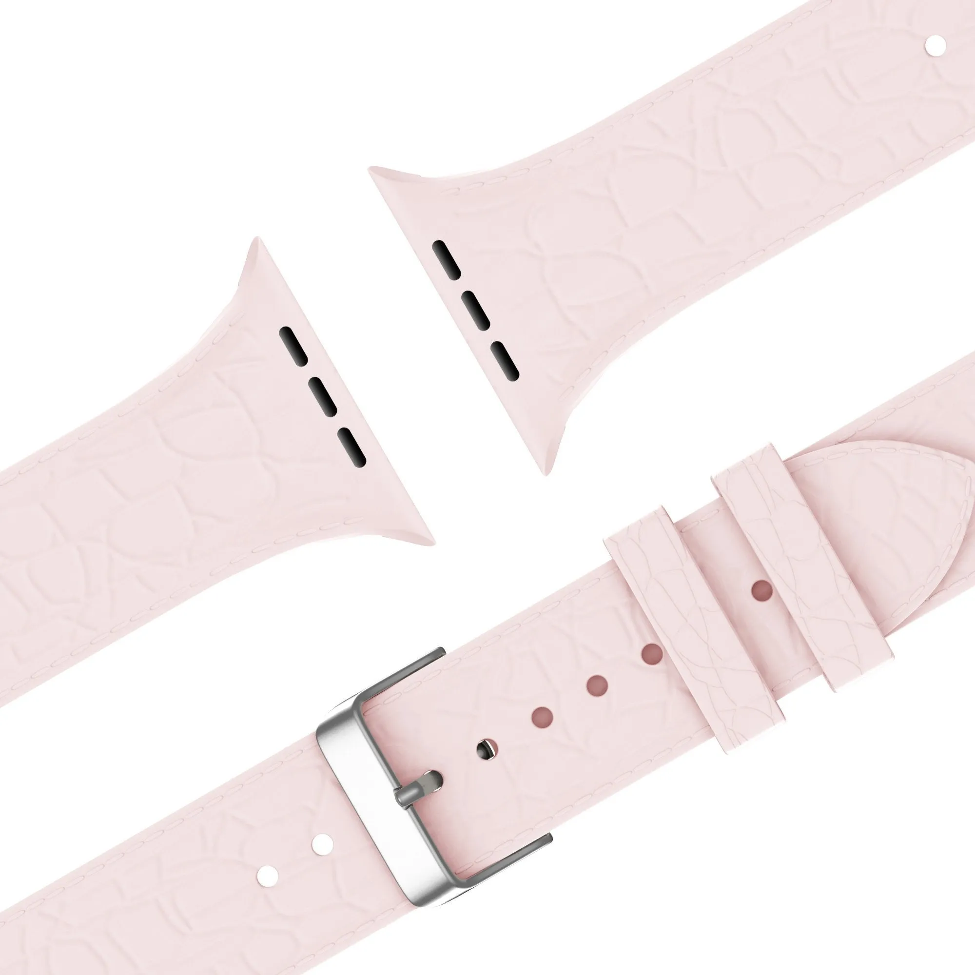 Affordable Luxury Bandz Apple Watch Silicone Strap With Leather Pattern (Pink)  Last Few Pieces!