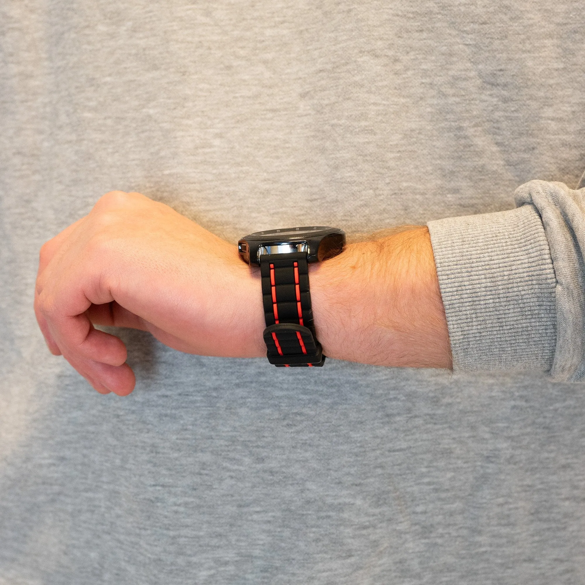 Affordable Luxury Bandz Redmi Watch 5 Active Striped Sport Strap (Black/Red)  Today Only!