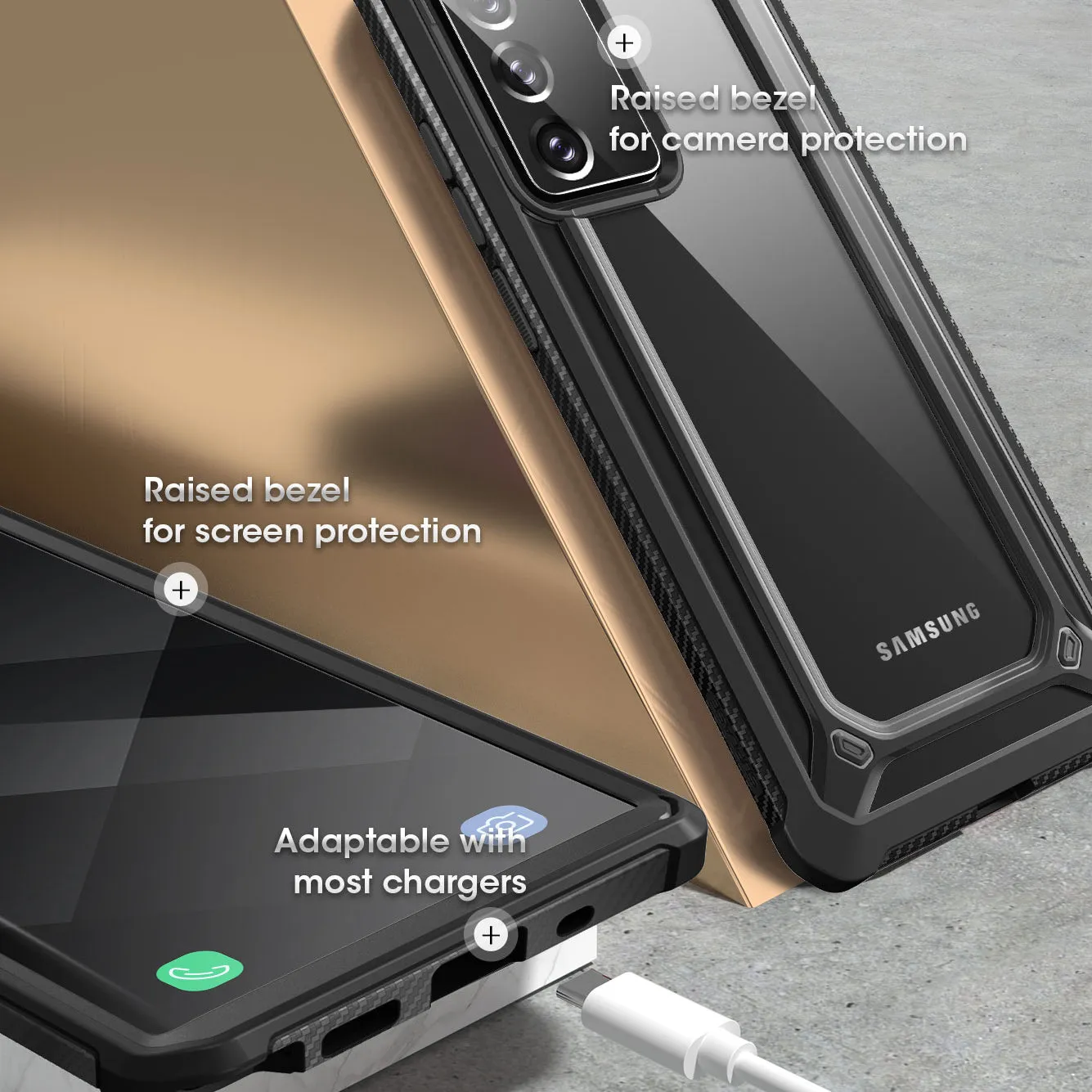 Affordable Luxury Galaxy Note20 Unicorn Beetle EXO Clear Case-Black  Last Few Pieces!