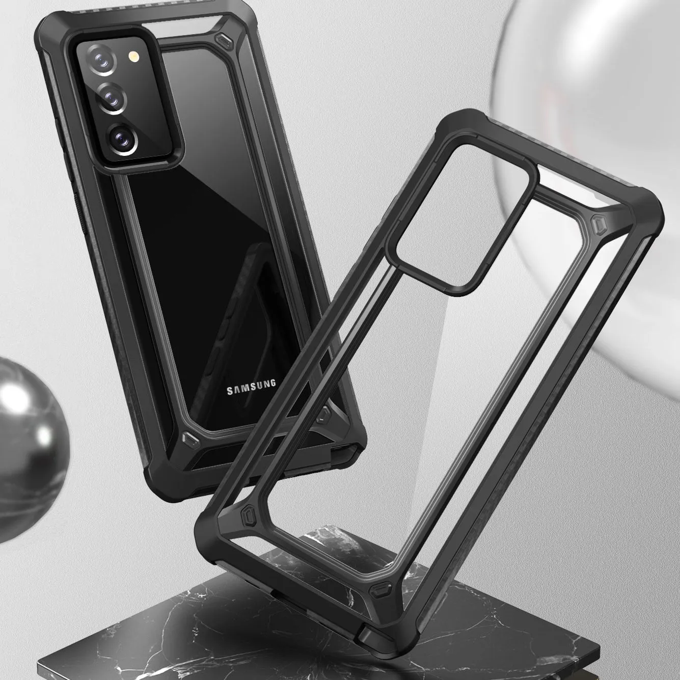 Affordable Luxury Galaxy Note20 Unicorn Beetle EXO Clear Case-Black  Last Few Pieces!