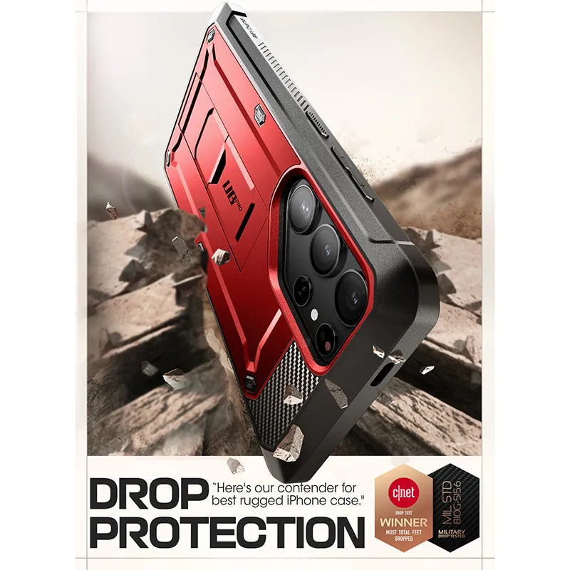 Affordable Luxury Galaxy S24 Ultra Unicorn Beetle PRO Rugged Case-Metallic Red  Going Fast!