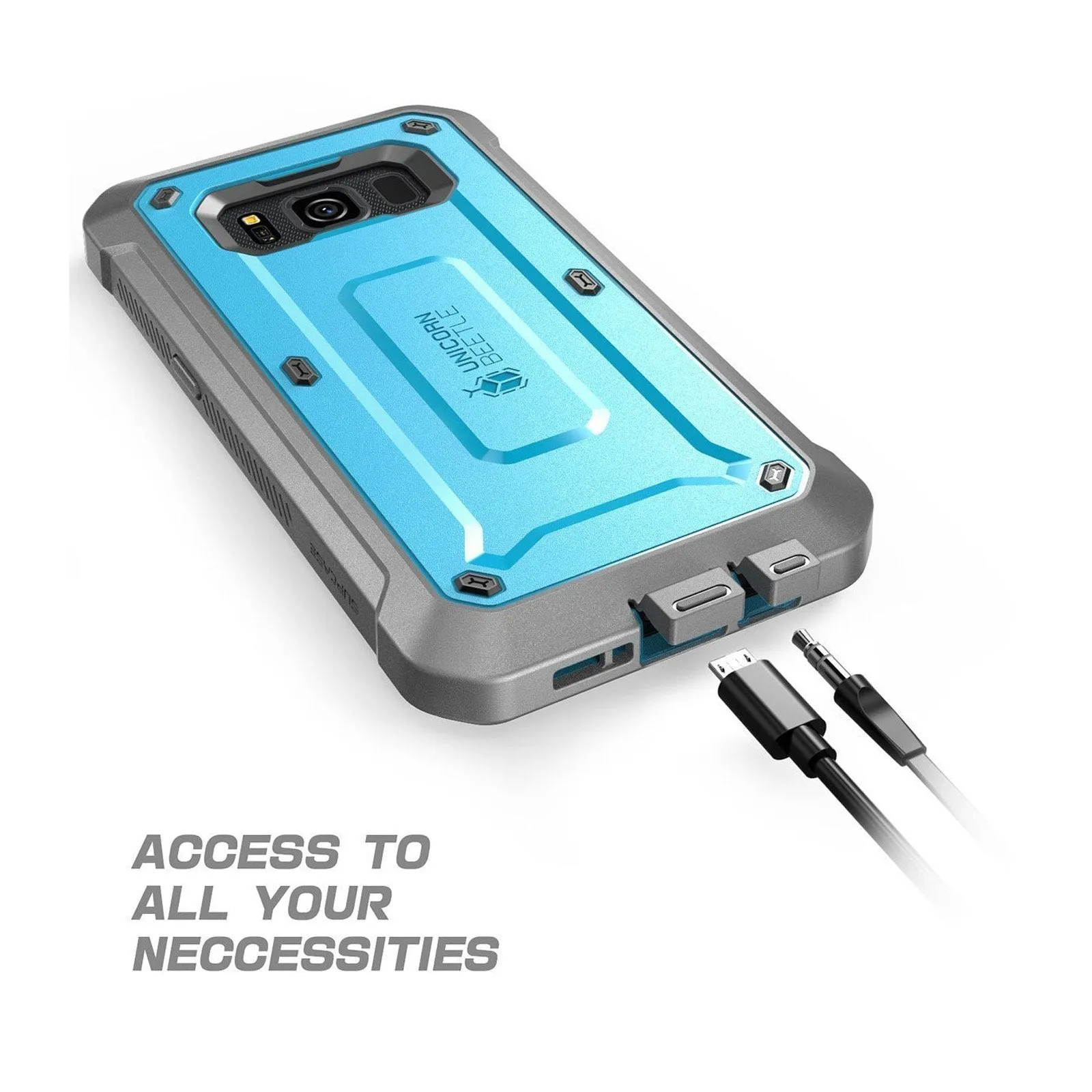 Affordable Luxury Galaxy S8 Active Unicorn Beetle Pro case with Screen Protector-Blue  Limited Availability!