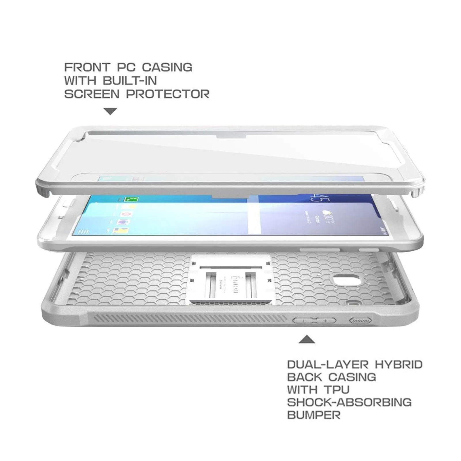 Affordable Luxury Galaxy Tab E 8.0 inch (2016) Unicorn Beetle Pro Rugged Case with Built-in Screen Protector-White  Limited Stock!