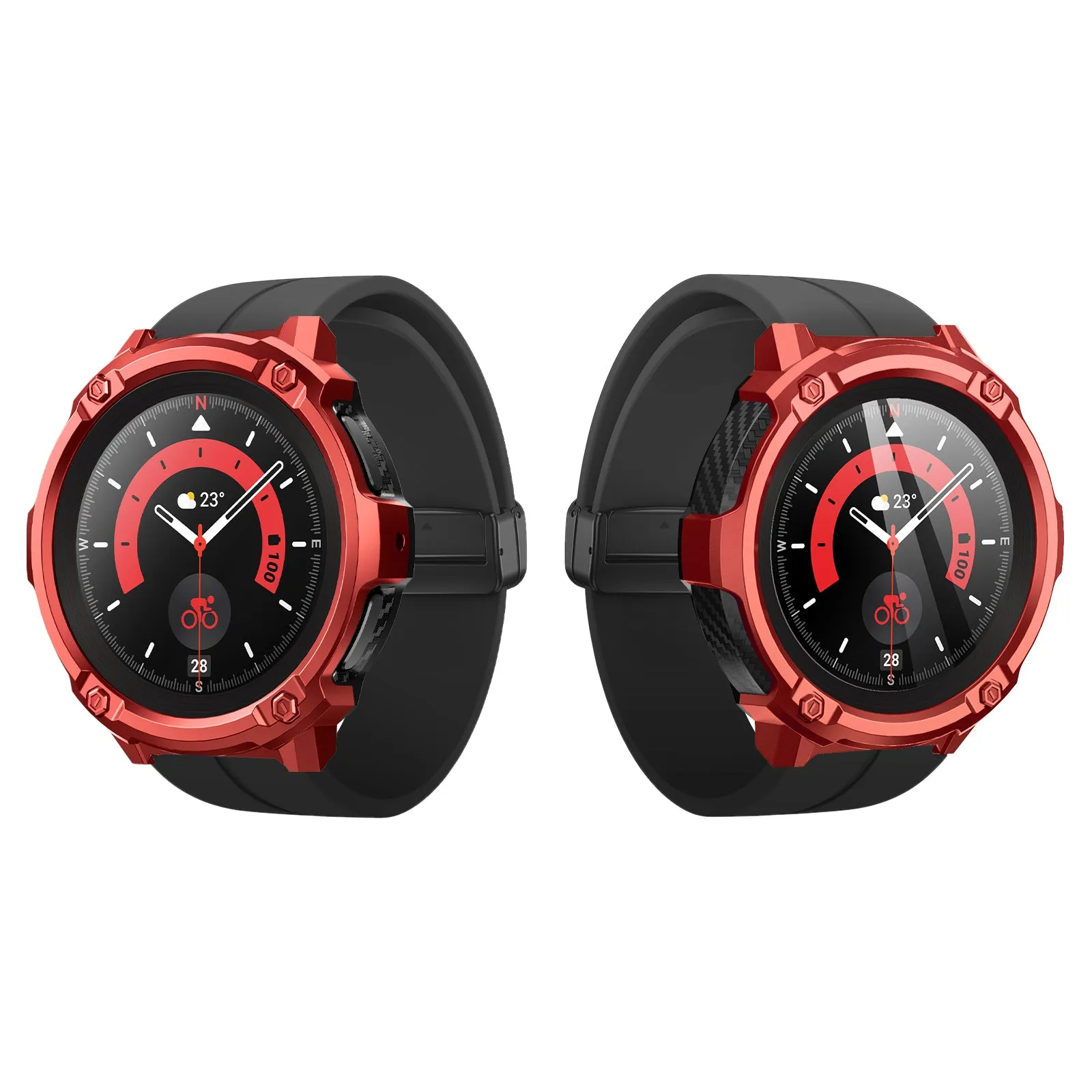 Affordable Luxury Galaxy Watch5 Pro 45mm Unicorn Beetle Rugged Case with Glass Screen Protectors-Metallic Red  Ends Soon!