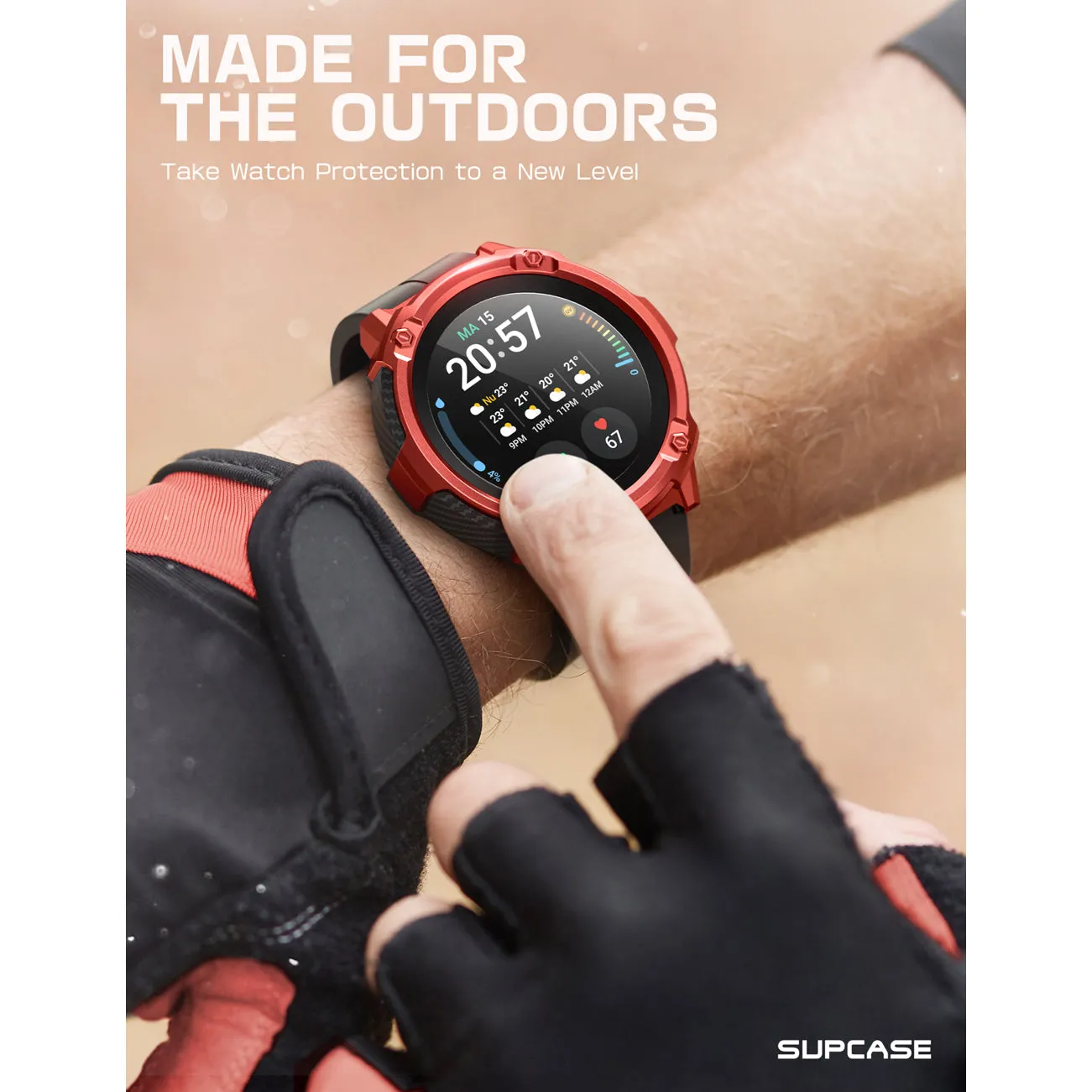Affordable Luxury Galaxy Watch5 Pro 45mm Unicorn Beetle Rugged Case with Glass Screen Protectors-Metallic Red  Ends Soon!
