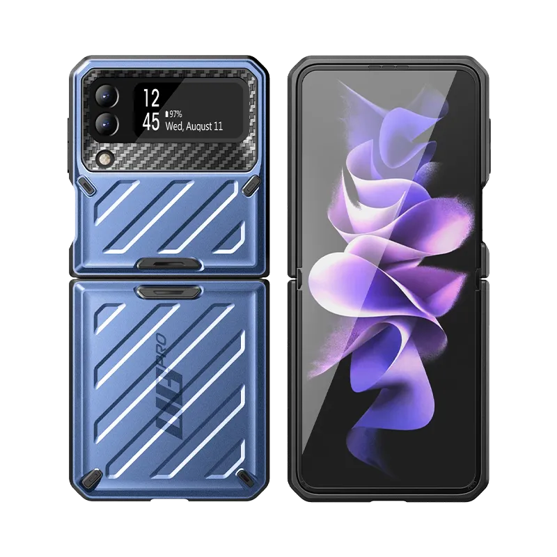 Affordable Luxury Galaxy Z Flip3 Unicorn Beetle PRO Rugged Case with Belt Clip-Metallic Blue  Limited Availability!