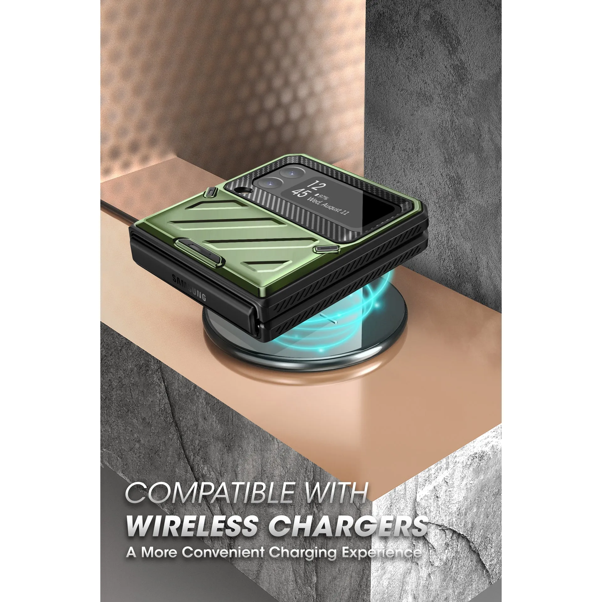 Affordable Luxury Galaxy Z Flip4 Unicorn Beetle PRO Rugged Case with Belt Clip-Dark Green  Limited Release!