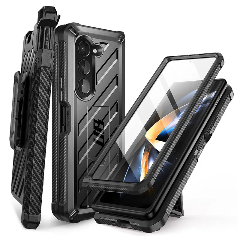 Affordable Luxury Galaxy Z Fold5 Unicorn Beetle Kickstand Case with Screen Protector-Black  Limited Availability!
