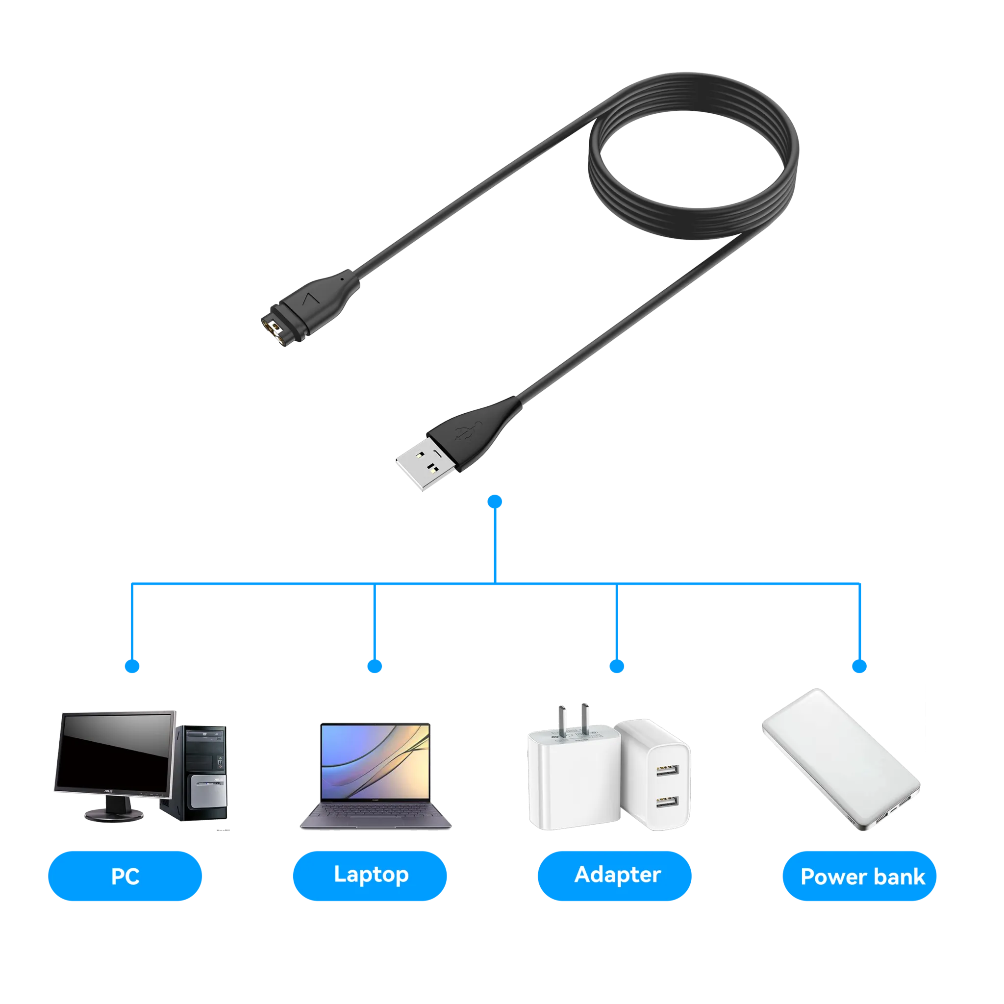 Affordable Luxury Garmin USB-A Universal Charging Cable (Black) - 100cm  Almost Sold Out!