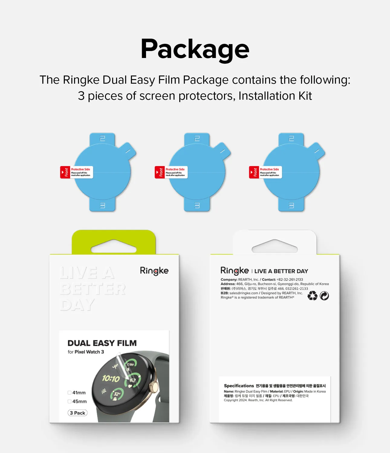 Affordable Luxury Google Pixel Watch 3 41mm Screen Protector | Dual Easy Film (3P)  Last Chance!