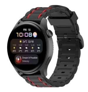 Affordable Luxury Huawei Watch 3 (Pro) Silicone Strap Tough (Black/Red)  Almost Sold Out!