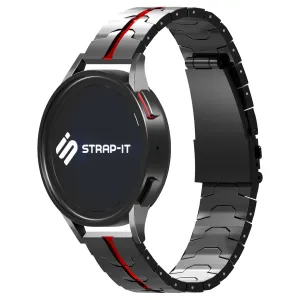 Affordable Luxury Huawei Watch 3 (Pro) Steel Iron Strap (Black/Red)  Last Chance!