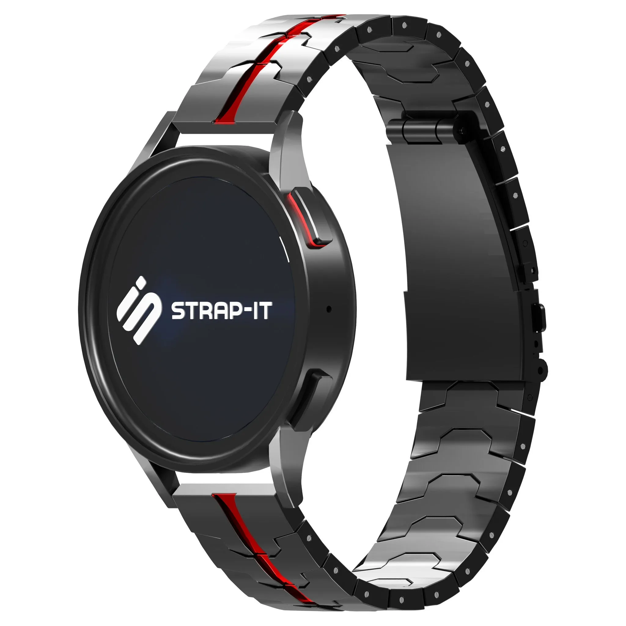 Affordable Luxury Huawei Watch 3 (Pro) Steel Iron Strap (Black/Red)  Last Chance!