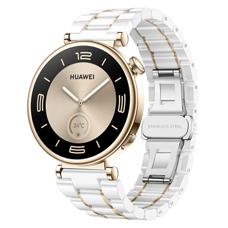 Affordable Luxury Huawei Watch 5 - 42mm Ceramic Strap (White/Gold)  Almost Sold Out!