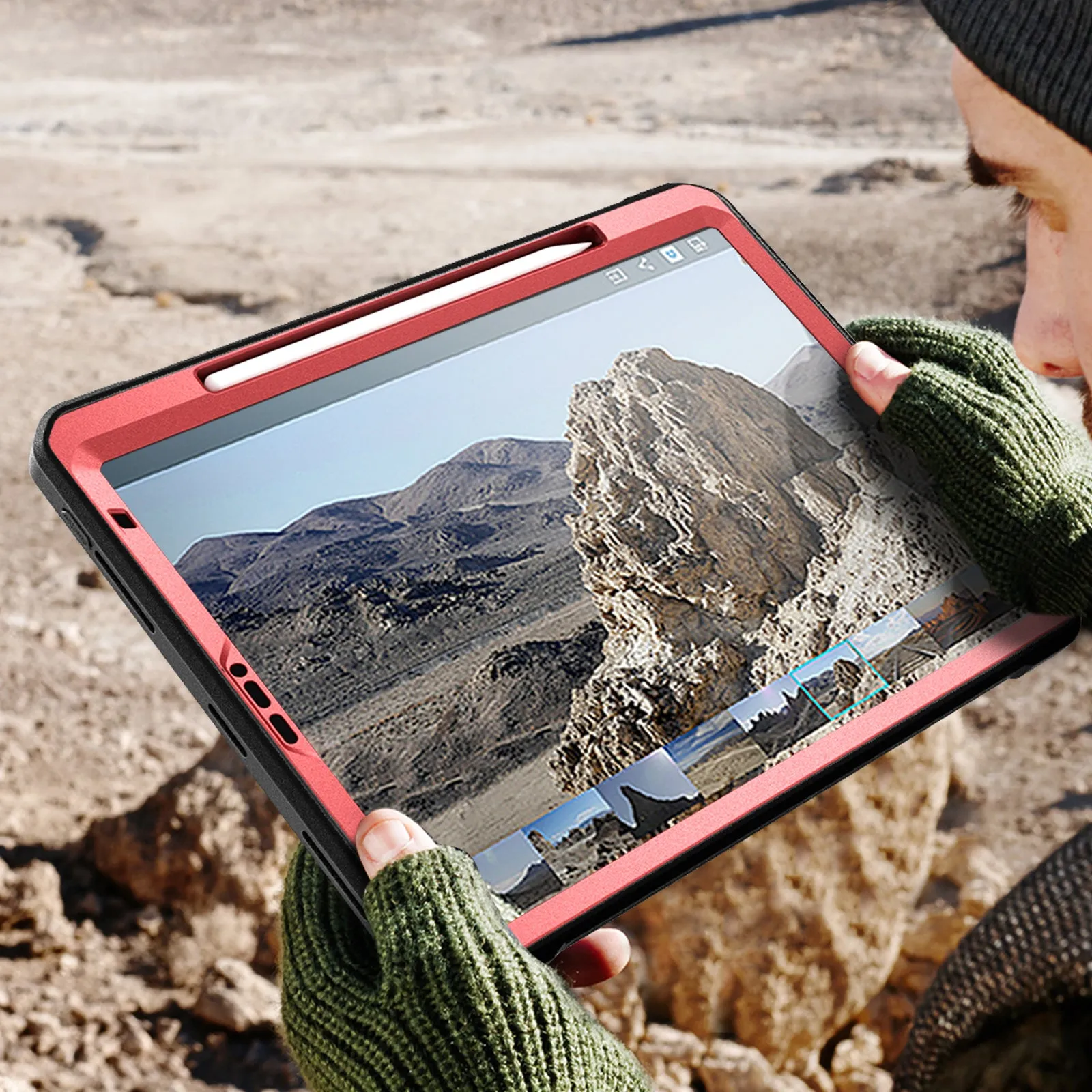 Affordable Luxury iPad Pro 12.9 Inch (2020) Unicorn Beetle Pro Rugged Case-Metallic Red  Limited Release!