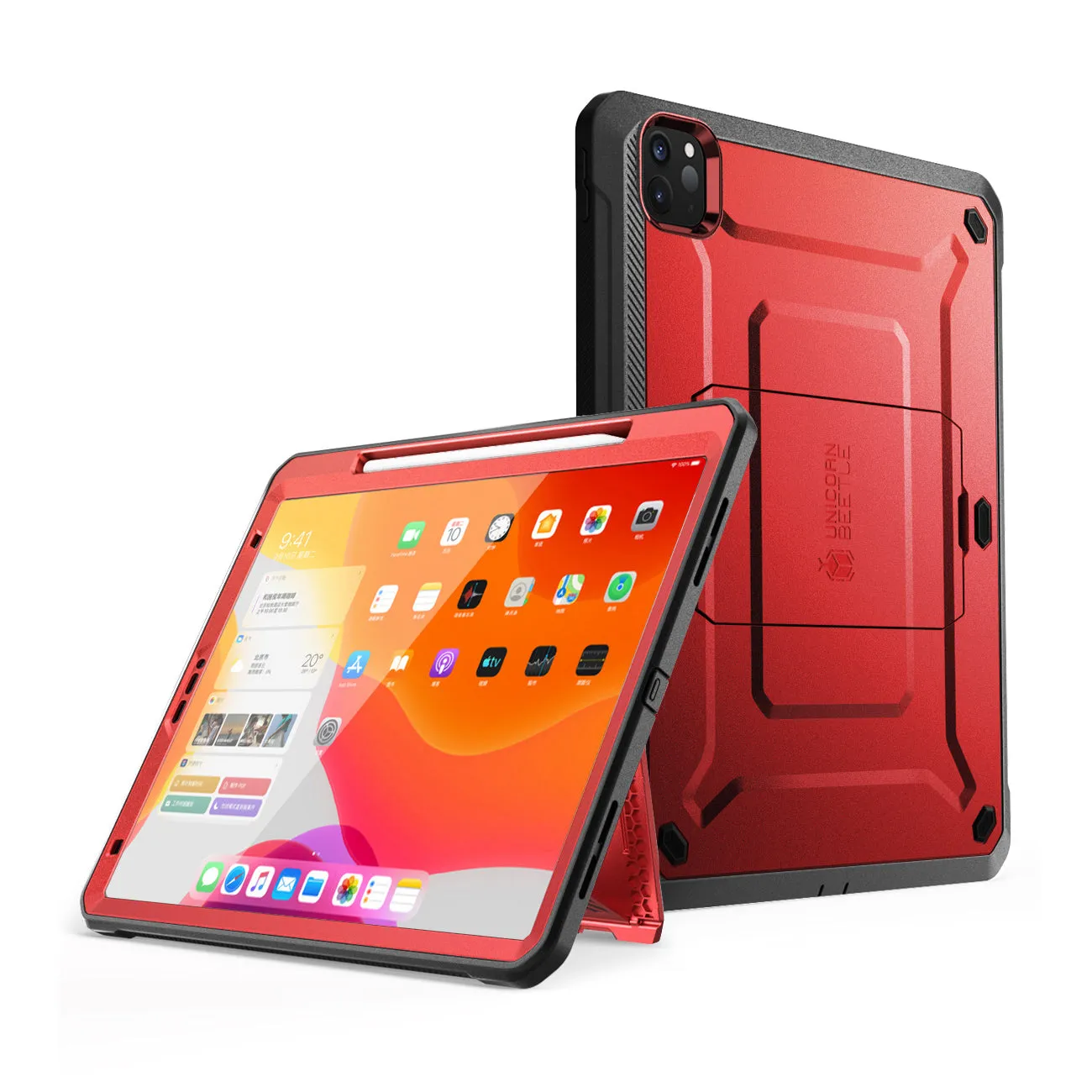 Affordable Luxury iPad Pro 12.9 Inch (2020) Unicorn Beetle Pro Rugged Case-Metallic Red  Limited Release!
