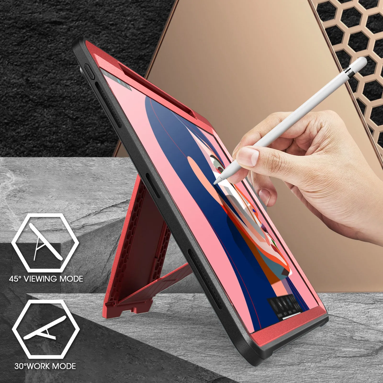 Affordable Luxury iPad Pro 12.9 Inch (2020) Unicorn Beetle Pro Rugged Case-Metallic Red  Limited Release!
