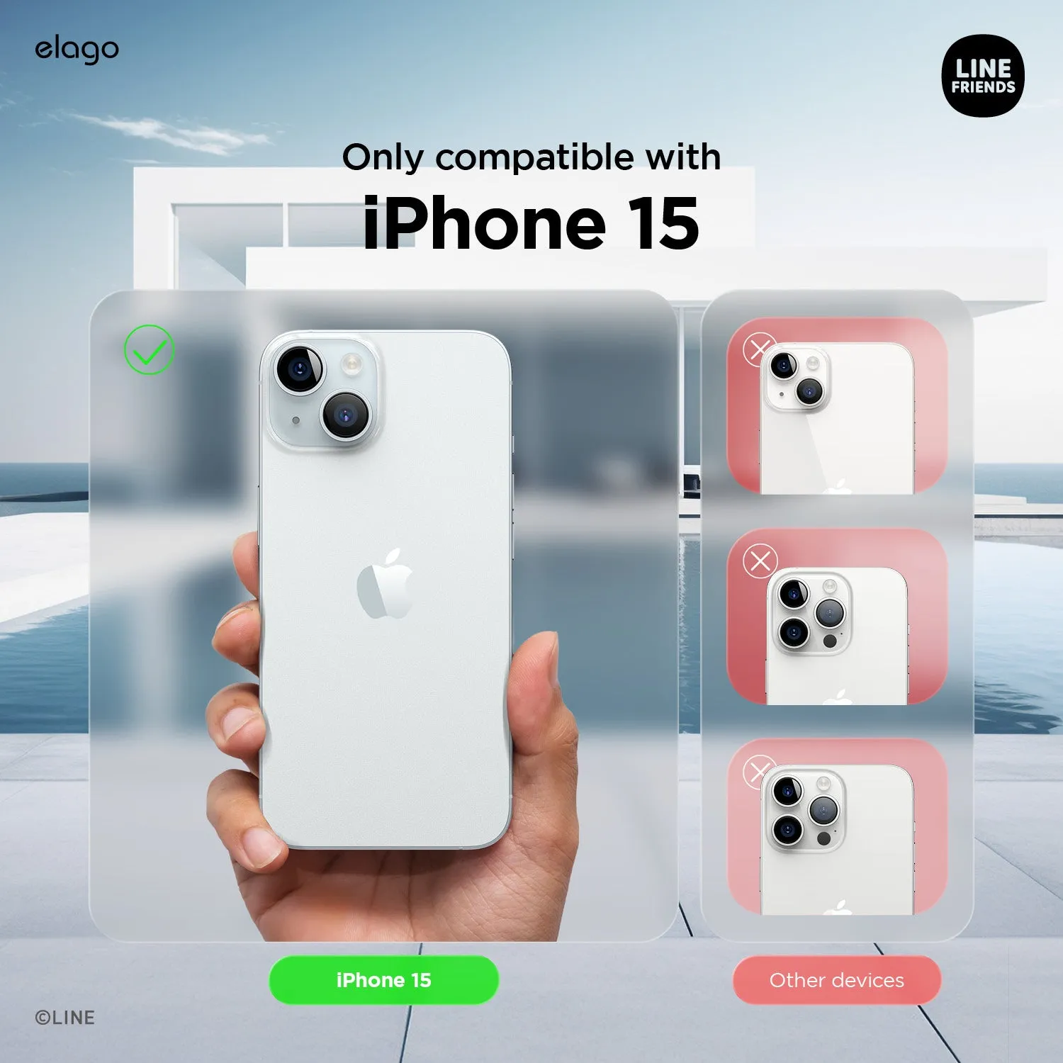 Affordable Luxury LINE FRIENDS | elago B&F Fruit Shop Hybrid Case for iPhone 15  Limited Availability!