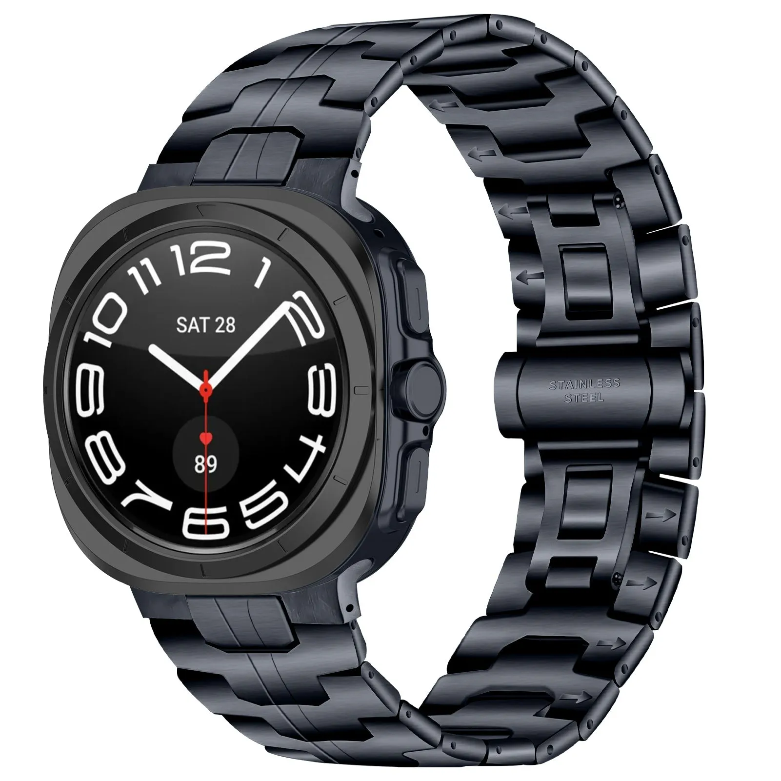 Affordable Luxury Samsung Galaxy Watch Ultra Steel Iron Strap (Titanium Gray)  Almost Gone!