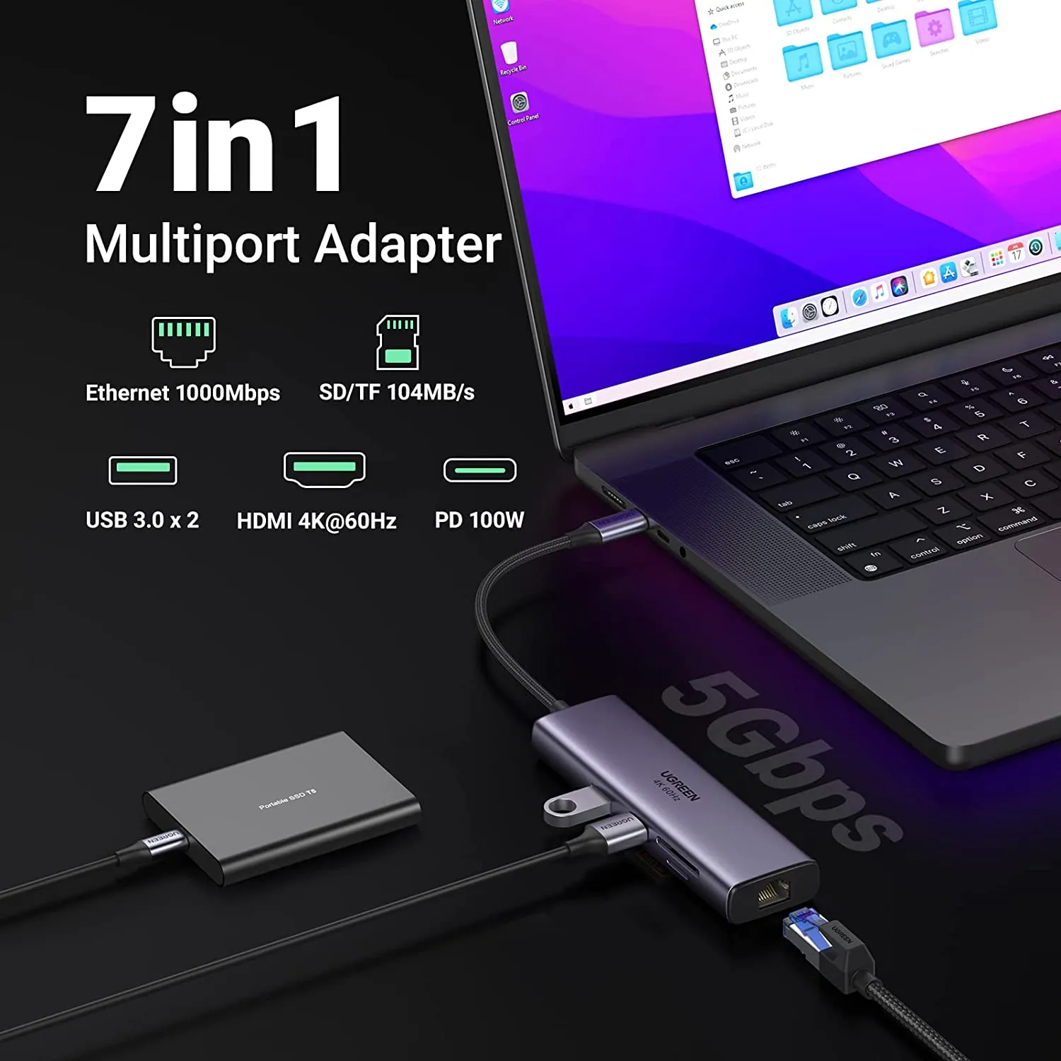 Affordable Luxury UGREEN 7-in-1 4K HDMI USB C Hub  Ends Soon!