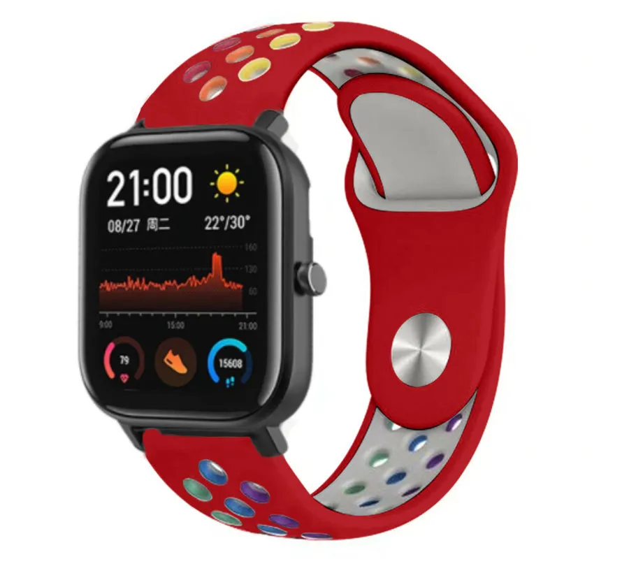Affordable Luxury Xiaomi Amazfit GTS Sport Strap (Red/Rainbow)  Last Few Pieces!