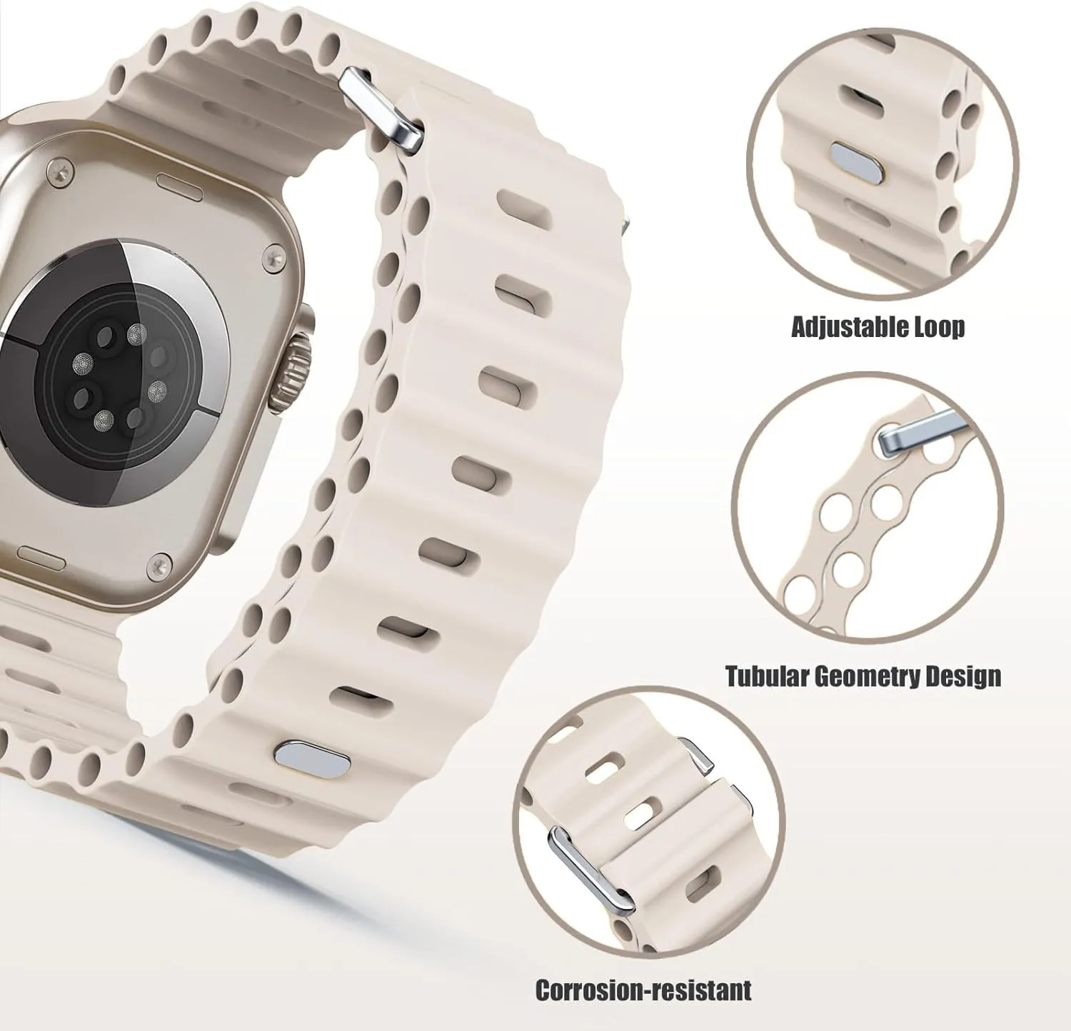Best-Selling Apple Watch Ocean Strap with Snap Closure (Starlight)  Going Fast!