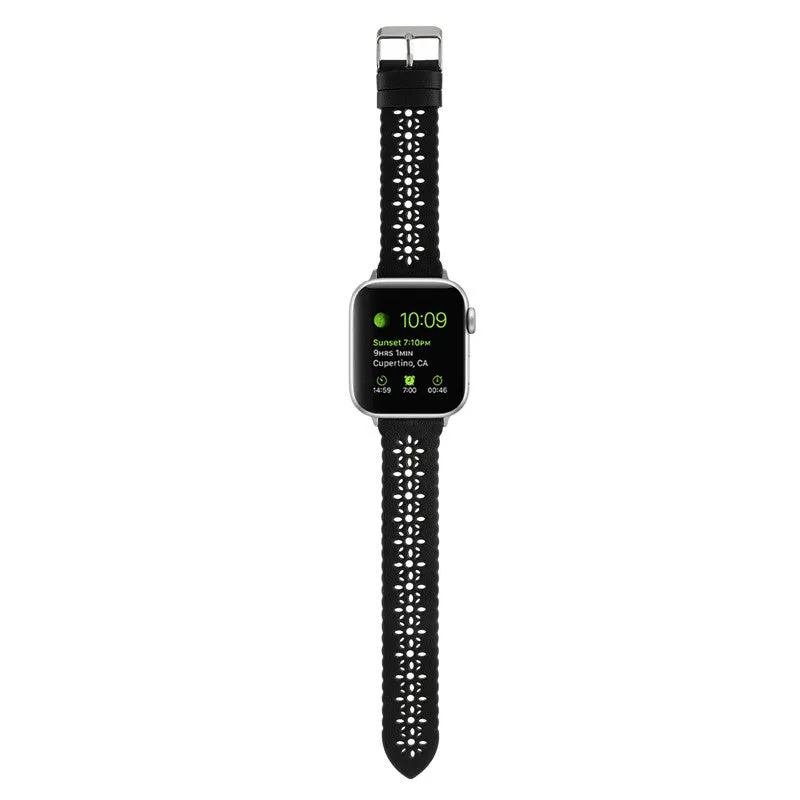 Best-Selling Apple Watch Patterned Leather Strap (Black)  Almost Sold Out!