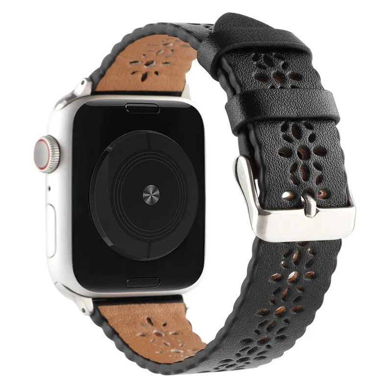 Best-Selling Apple Watch Patterned Leather Strap (Black)  Almost Sold Out!
