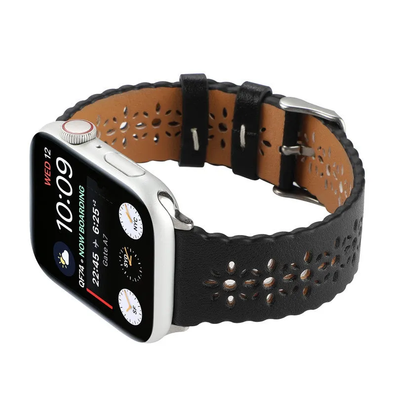 Best-Selling Apple Watch Patterned Leather Strap (Black)  Almost Sold Out!