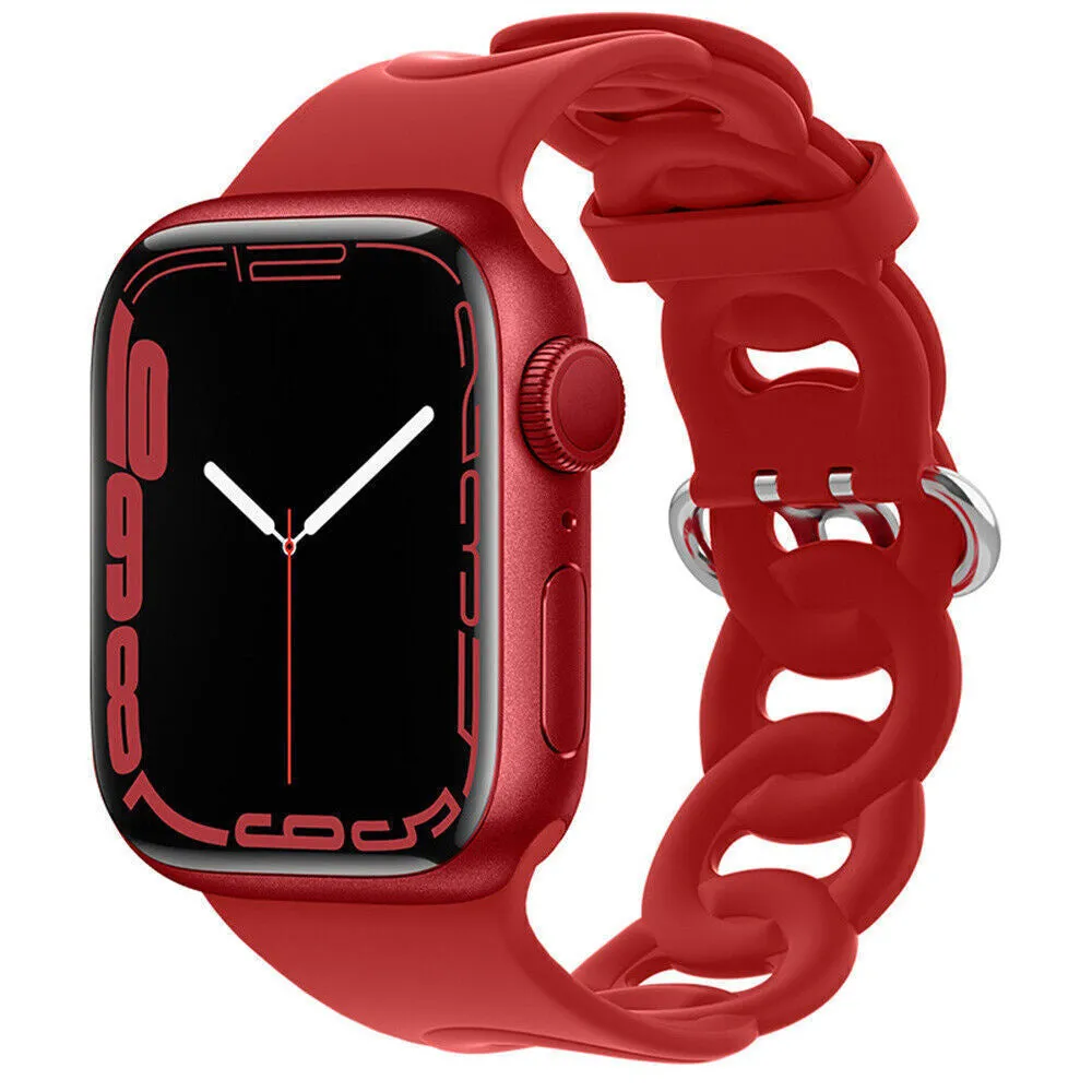 Best-Selling Apple Watch Silicone Chain Strap (Red)  Limited Release!