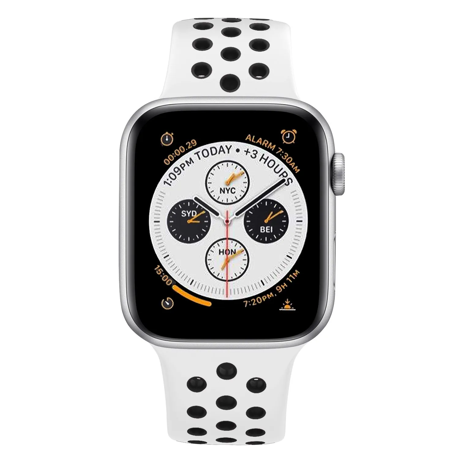 Best-Selling Apple Watch Sport Strap Classic (White/Black)  Stylish & Comfortable