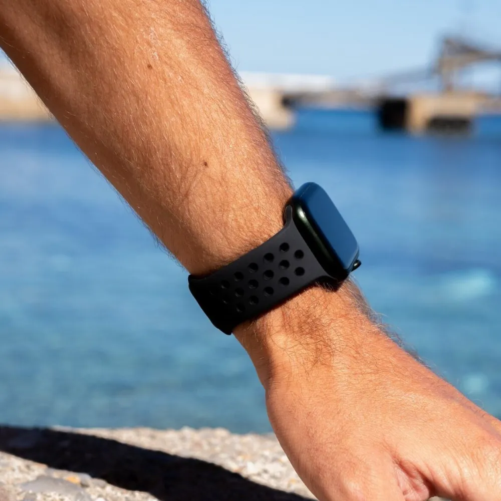Best-Selling Apple Watch Sport Strap (Dark Grey/Black)  Stylish & Comfortable