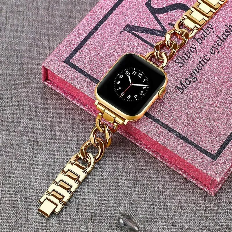 Best-Selling Apple Watch Steel Chain Strap (Gold)  Limited Stock!