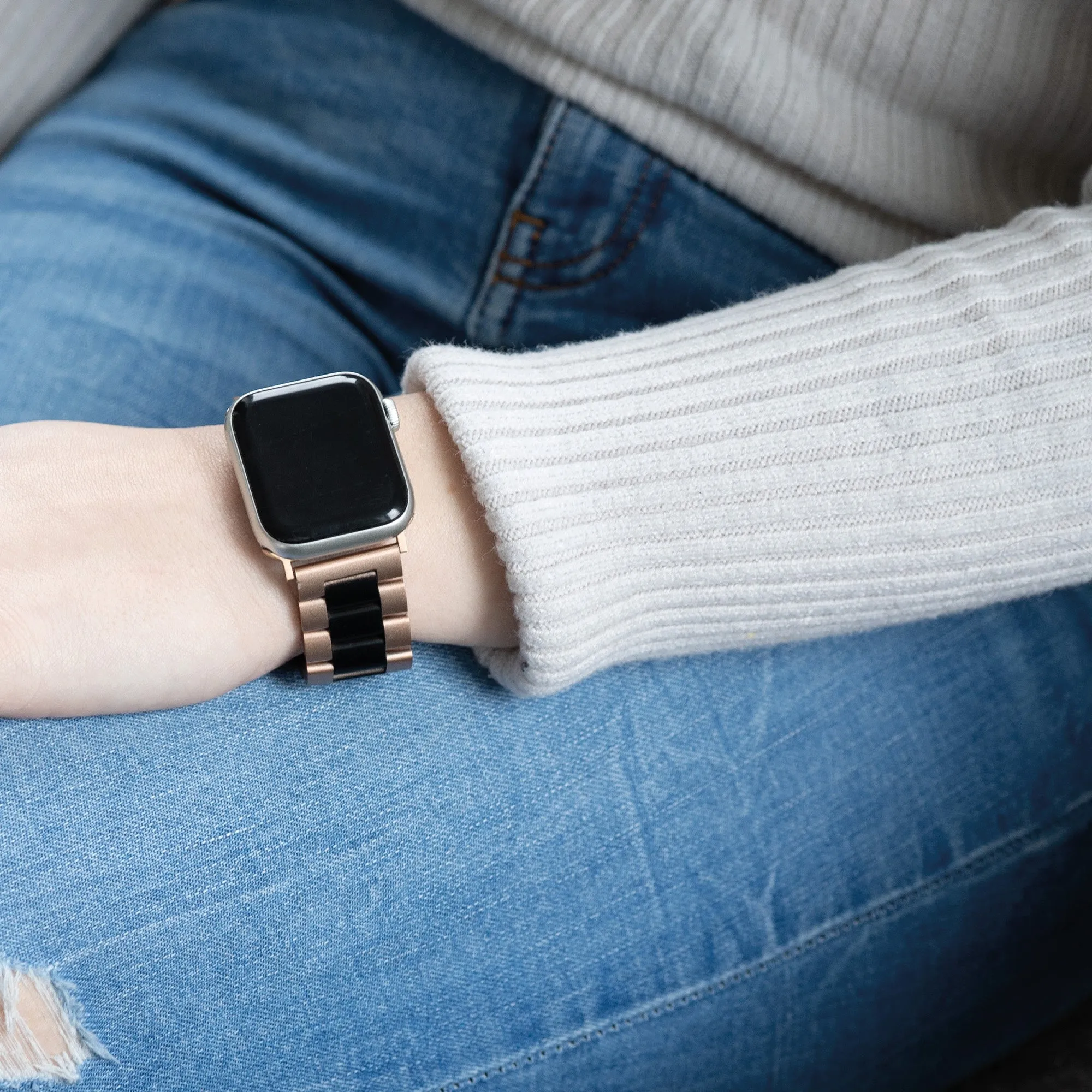 Best-Selling Apple Watch Steel Strap (Rose Gold/Black)  Today Only!