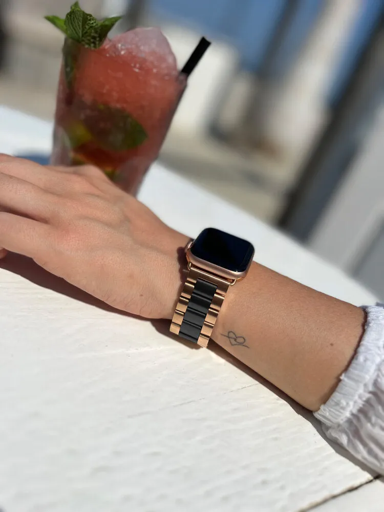Best-Selling Apple Watch Steel Strap (Rose Gold/Black)  Today Only!