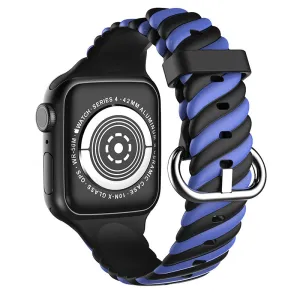 Best-Selling Apple Watch Twisted Silicone Strap (Black/Blue)  Last Few Pieces!