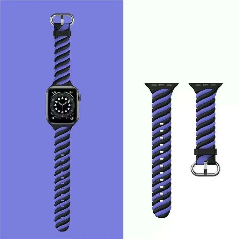 Best-Selling Apple Watch Twisted Silicone Strap (Black/Blue)  Last Few Pieces!