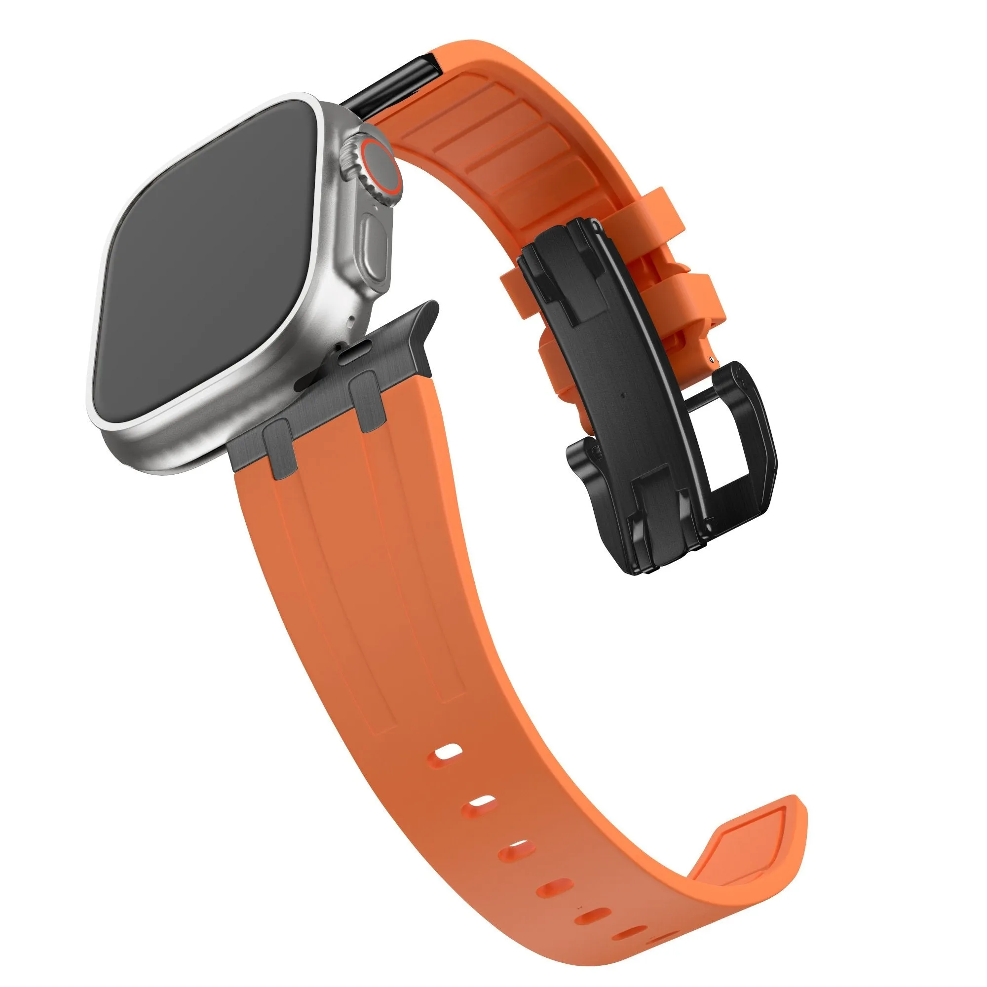 Best-Selling Bandz Apple Watch Silicone Strap 'Luxe Liquid' (Orange With Black)  Today Only!
