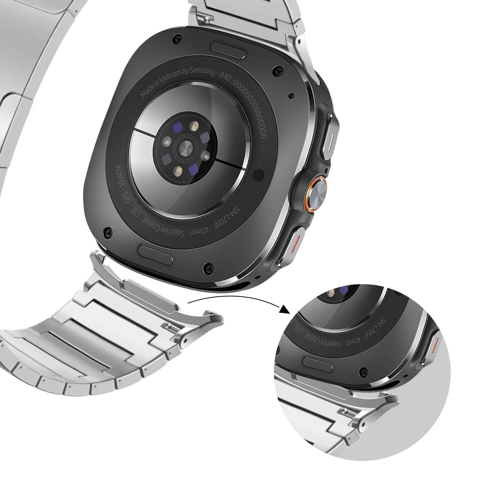 Best-Selling Bandz Samsung Galaxy Watch Ultra Titanium Strap 'One Bead' (Silver)  Last Chance!