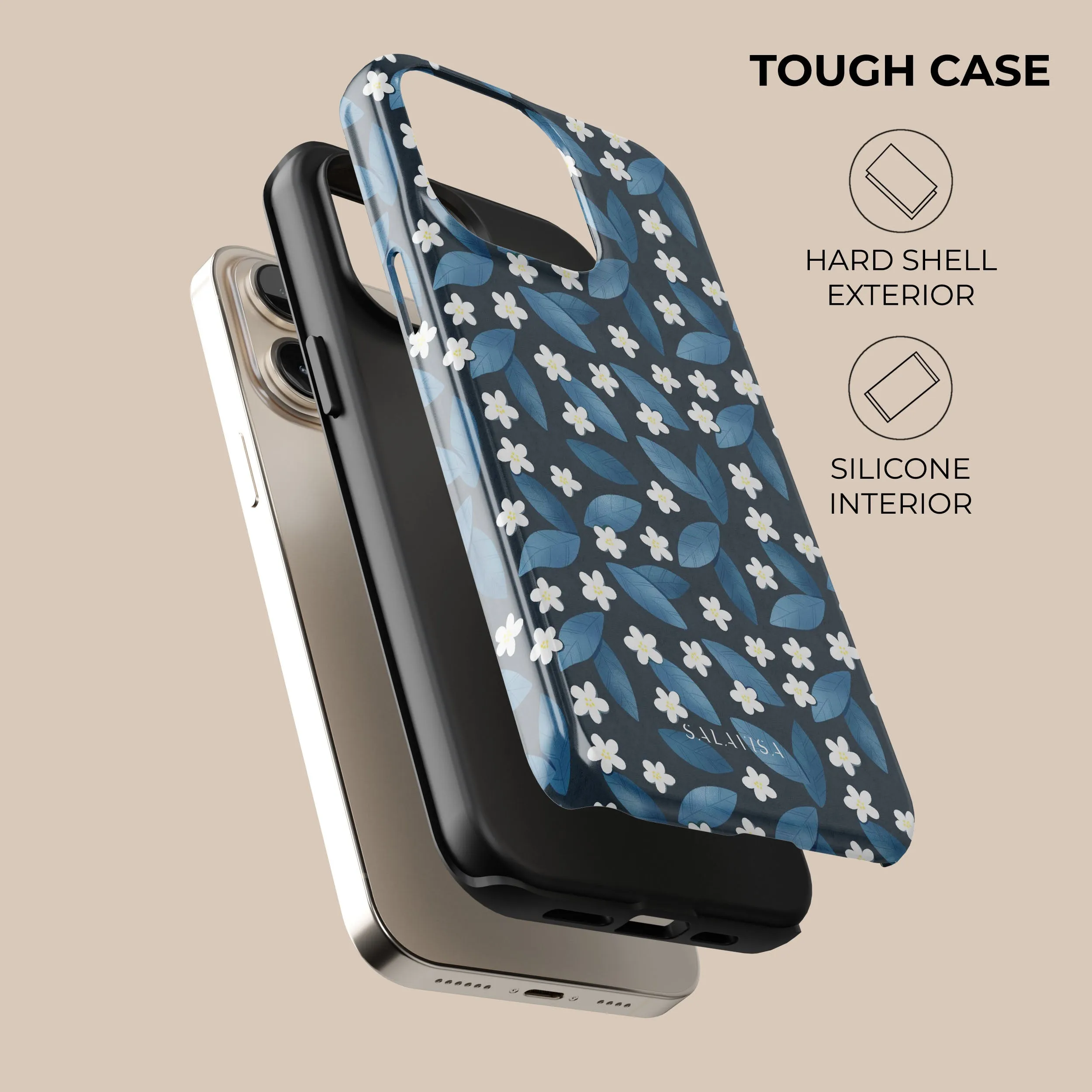 Best-Selling Dark Blue Summer Leafs Phone Case  Stylish & Comfortable