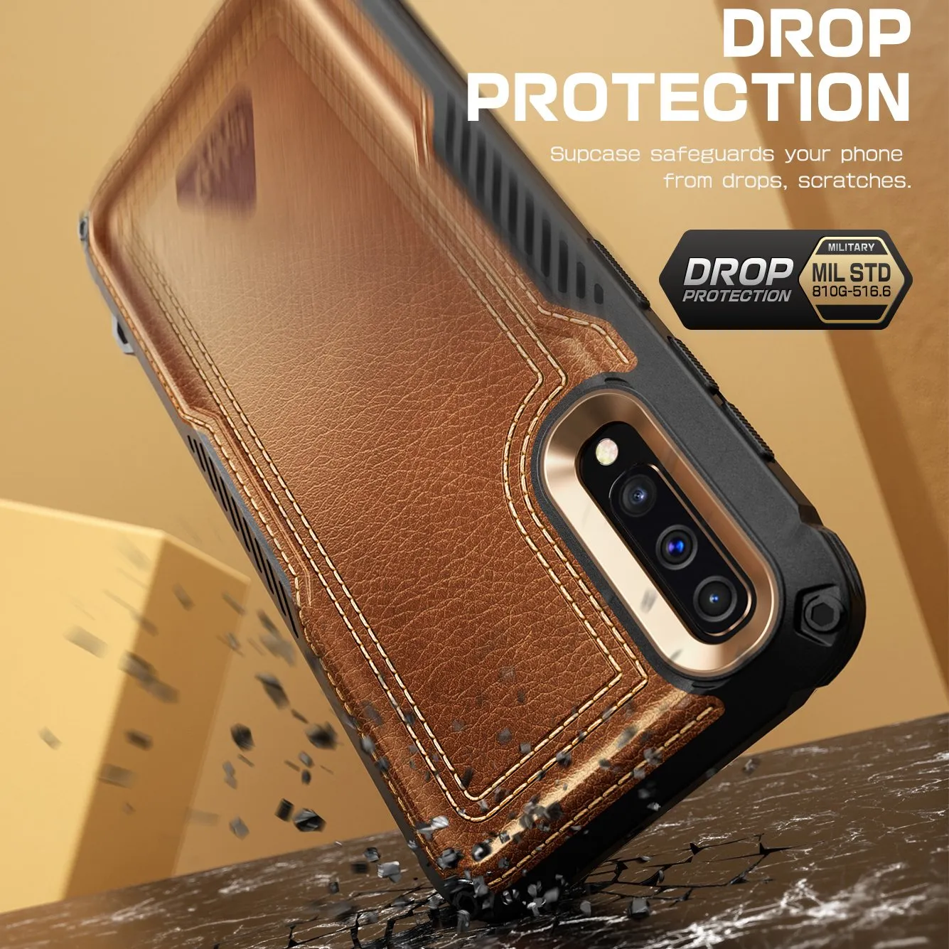Best-Selling Galaxy A50 Unicorn Beetle Royal Leather Case-Brown  Stylish & Comfortable