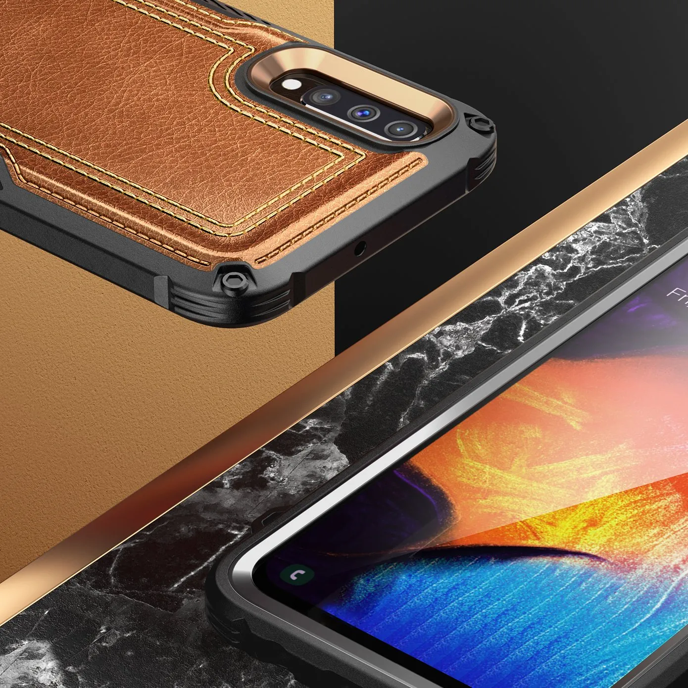 Best-Selling Galaxy A50 Unicorn Beetle Royal Leather Case-Brown  Stylish & Comfortable