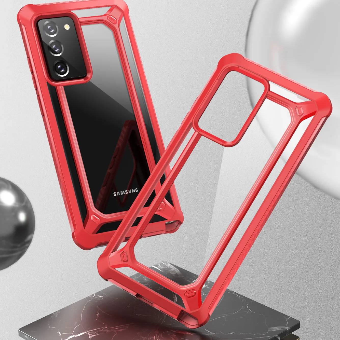 Best-Selling Galaxy Note20 Unicorn Beetle EXO Clear Case-Red  Stylish & Comfortable
